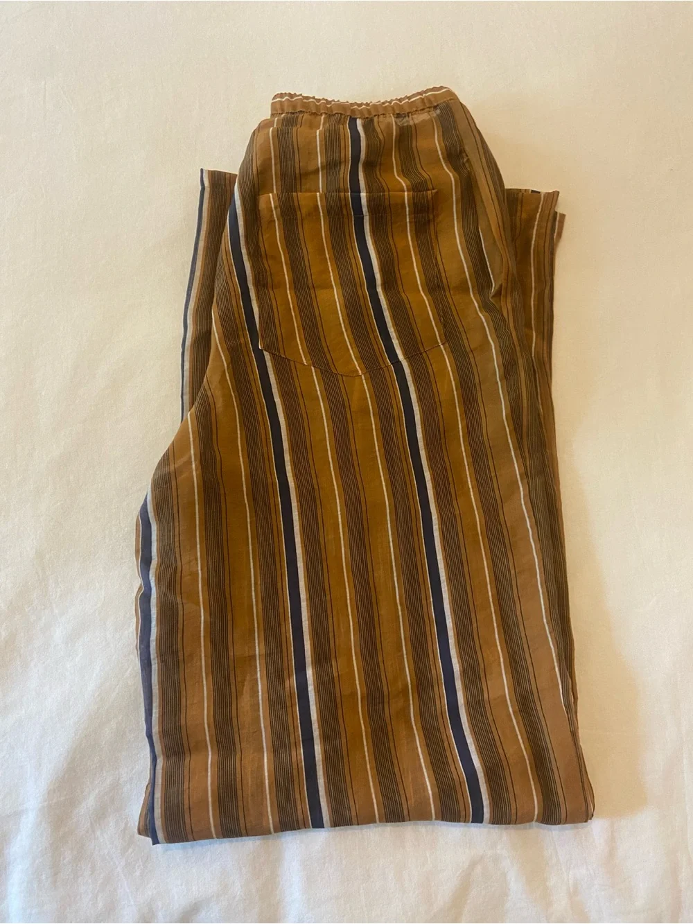 Zara STRIPED LINEN BLEND TROUSERS-Size Small